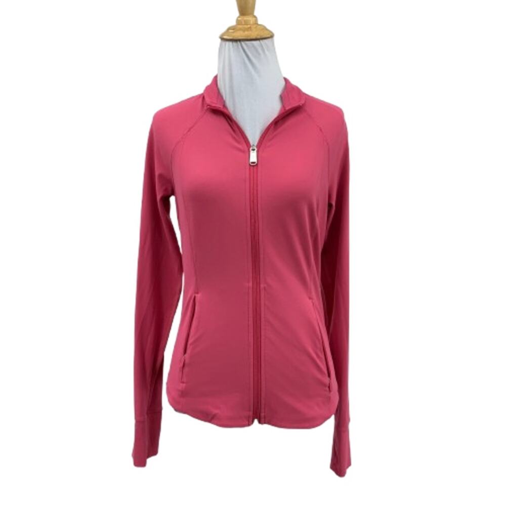 Athleta Jacket Womens XS Camellia Salutation Wicking Full Zip Thumbholes Workout